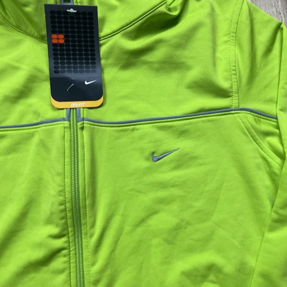 Nike Dri Fit Long Sleeve Full Zip Track Jacket Lime Green Women’s Large - Picture 4 of 6